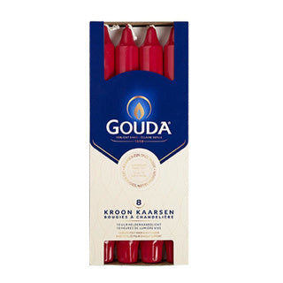 Gouda kroonkaarsen 8 stuks robijnrood | 3 stuks