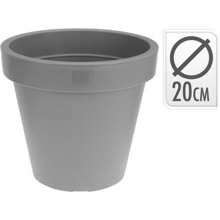 Ecken kanten bloempot 20x18 cm plastic grijs
