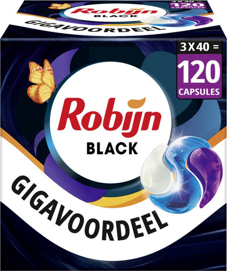 Robijn wasmiddel - 3-in-1 wascapsules - black velvet - 3 x 40 stuks - 120 wasbeurten - voordeelverpakking