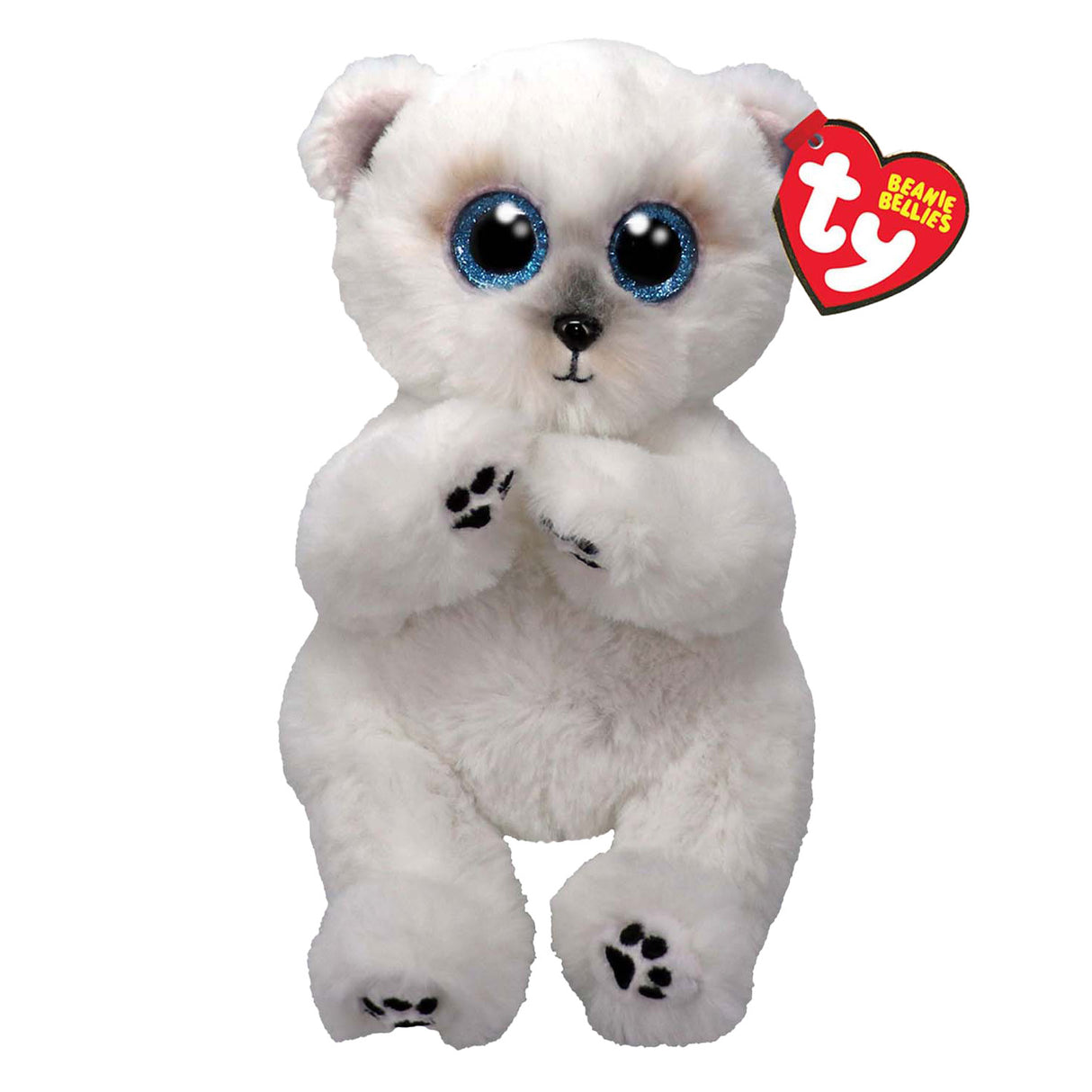 Ty beanie babies bellies wuzzy bear white, 15cm