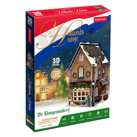 Cubic fun 3d puzzel klompenmakerij met led verlichting