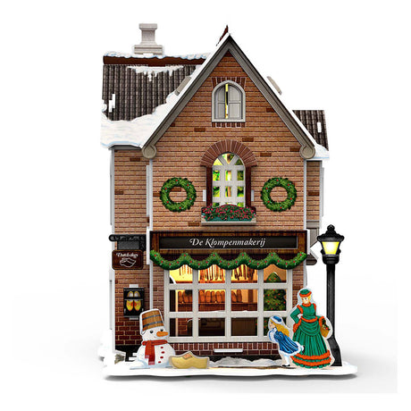 Cubic fun 3d puzzel klompenmakerij led verlichting kerstdorp speelgoed.