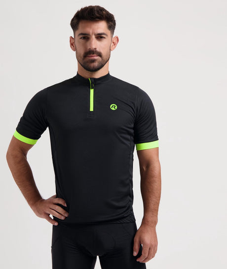 Rogelli core heren fietsshirt - lange mouw - lange rits - zwart fluor