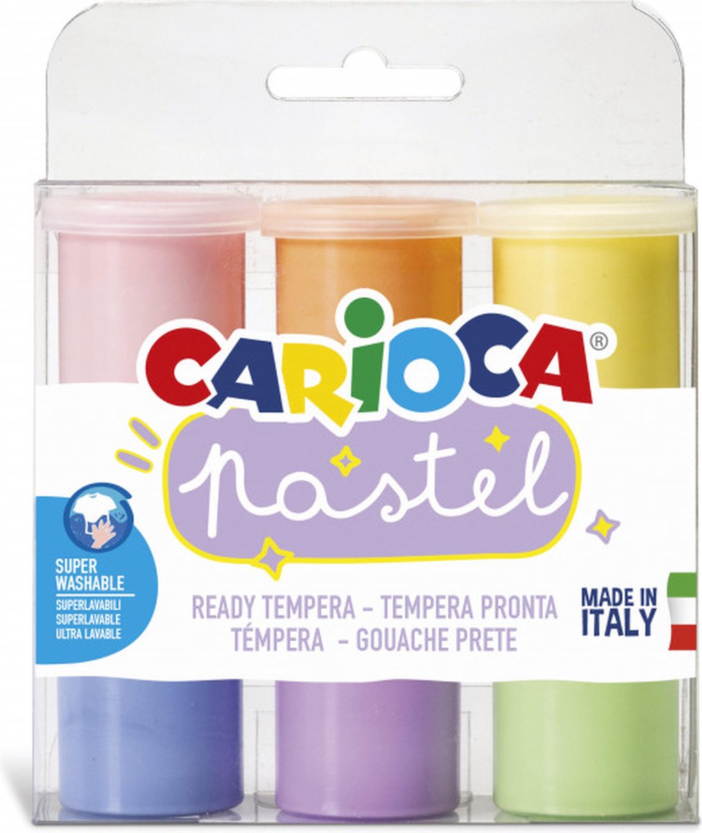 Carioca 43185 temperaverf 25 ml pot blauw, groen, oranje, roze, paars, geel