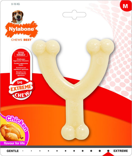 Nylabone durachew wishbone wolf - hondenspeelgoed - 145x120x20 mm beige m