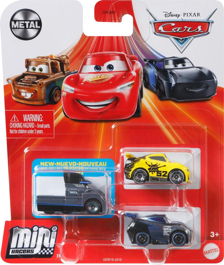 Disney pixar disney auto cars mini racers junior staal grijs geel 3-delig