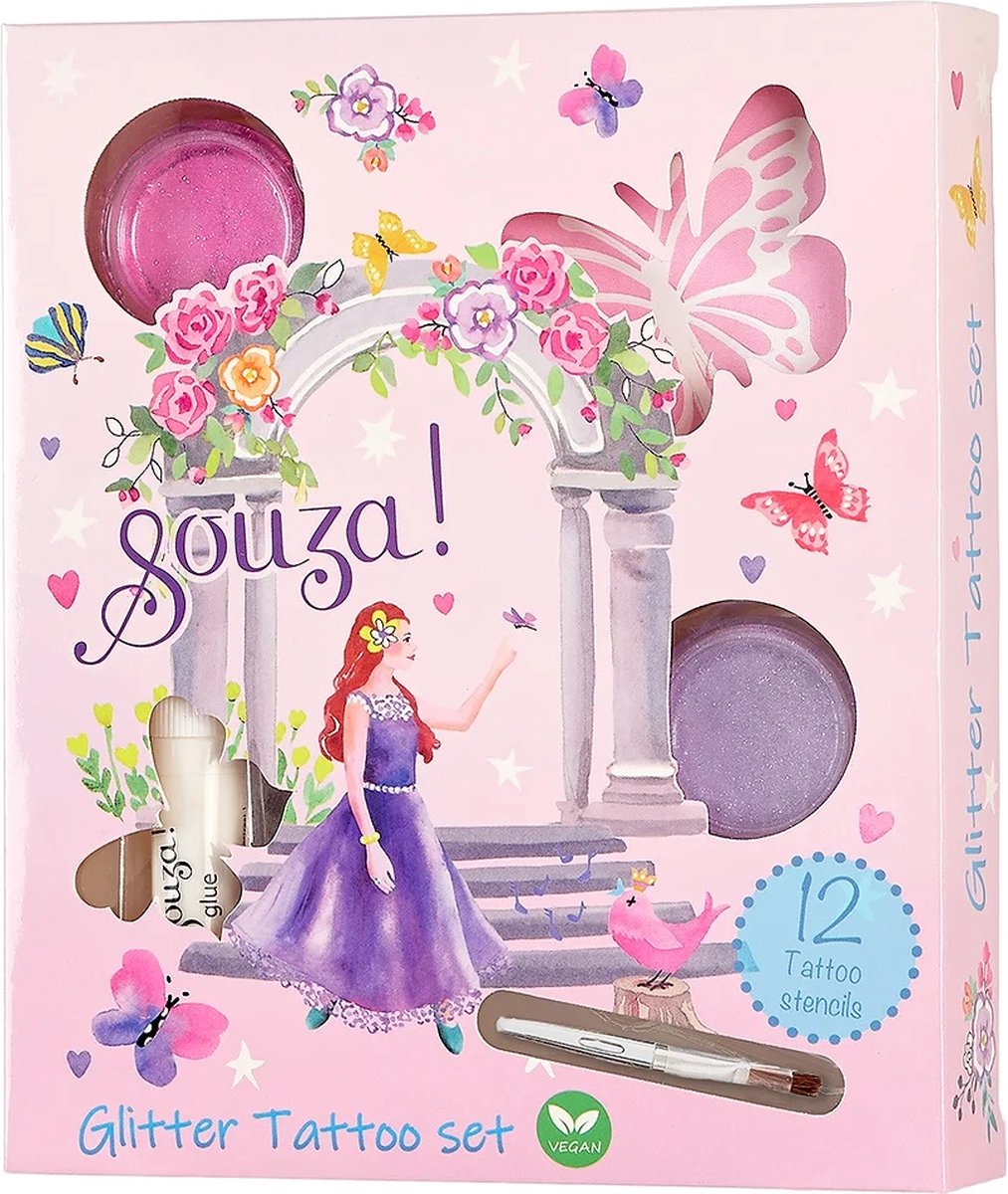Souza for kids glitter tattoo set prinses - kindermake-up glitter tattoos.