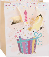 Edco bv cadeautasje verjaardag - papieren gift bag met stevige lintgreep - 4 verschillende vrolijke verjaardagsprints voor cadeaus - afmeting 32 x 26 x 12 cm - kleur meerkleurig