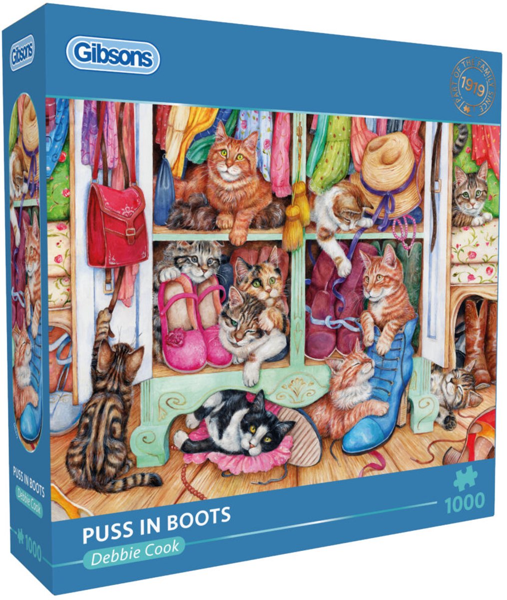 Gibsons legpuzzel puss in boots 1000 stukjes katten puzzel.