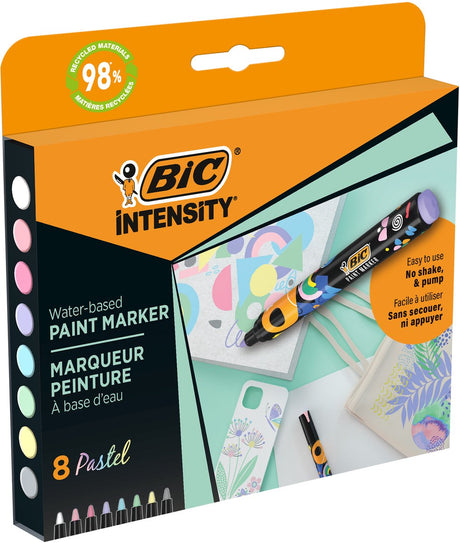 Bic intensity paint markers - pastel verfstiften - stiften voor kinderen en volwassenen - diverse pastel kleuren - watervaste marker met medium pun - 8 stiften