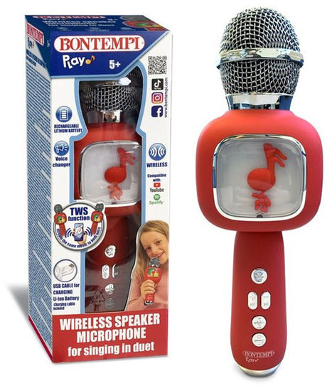 Bontempi spa bontempi 48 5110, speelgoedmicrofoon, 5 jaar, rood, zilver