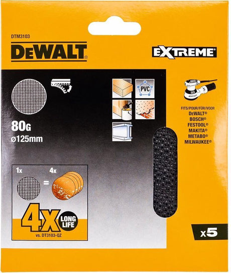 Dewalt k80 ø 125 mm schuurgaas (5 stuks) - mesh - dtm3103