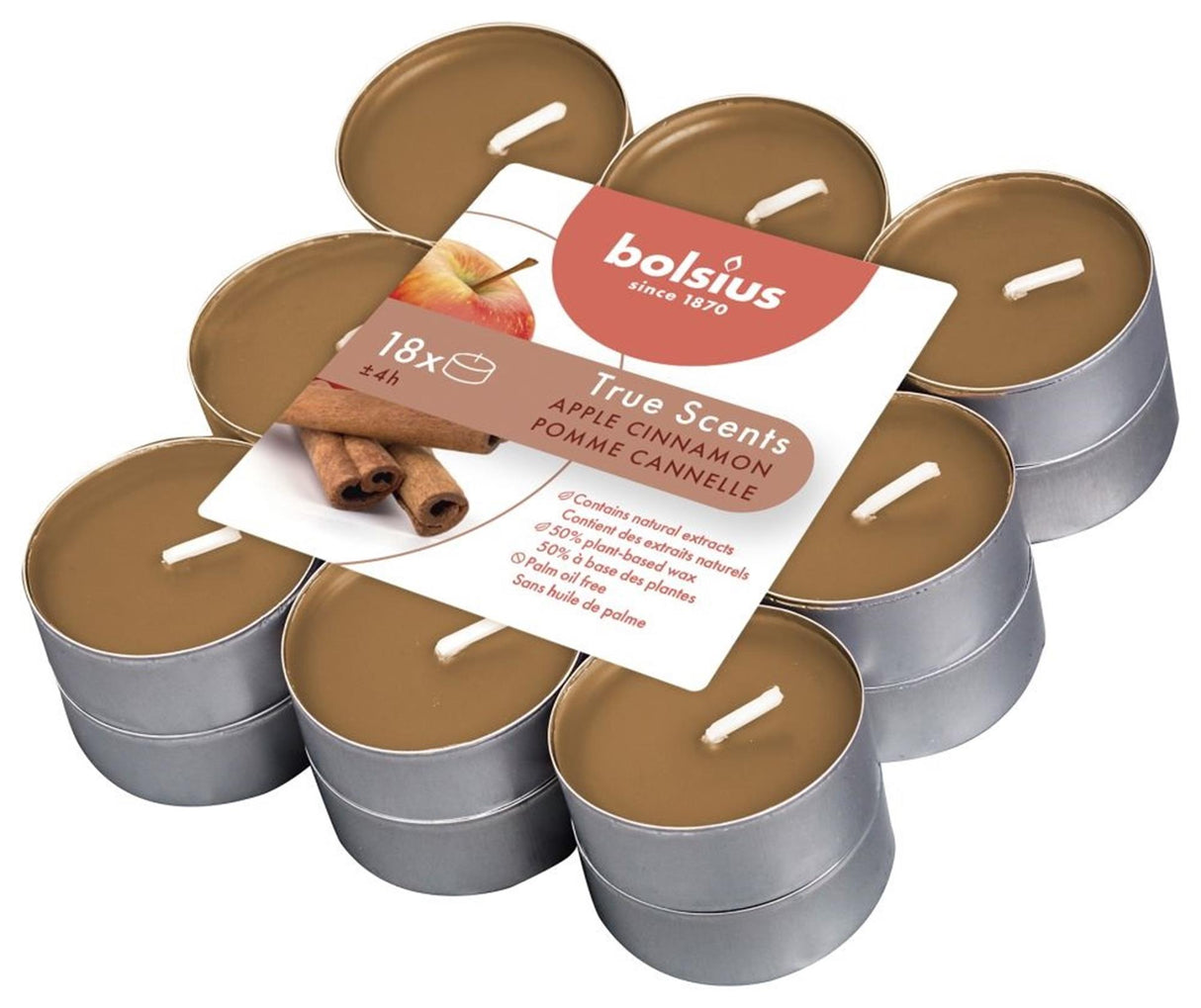 Bolsius geurtheelichten 4 uur pak a 18st true scents apple cinnamon