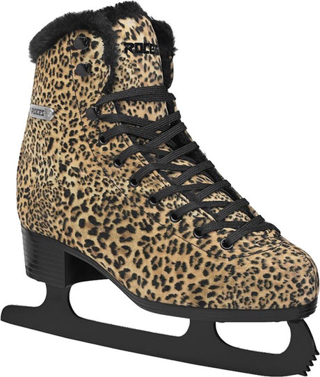 Roces - leopard - kunstschaatsen - schaatsen dames - bruin - warme fleece voering klassieke stabiliteit - maat eu 40