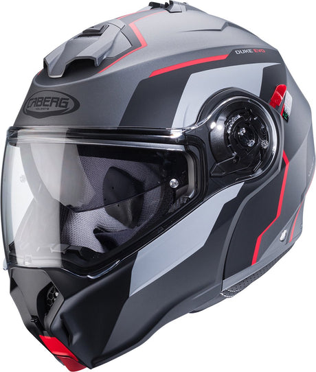Caberg duke evo move mat zwart grijs rood systeemhelm s