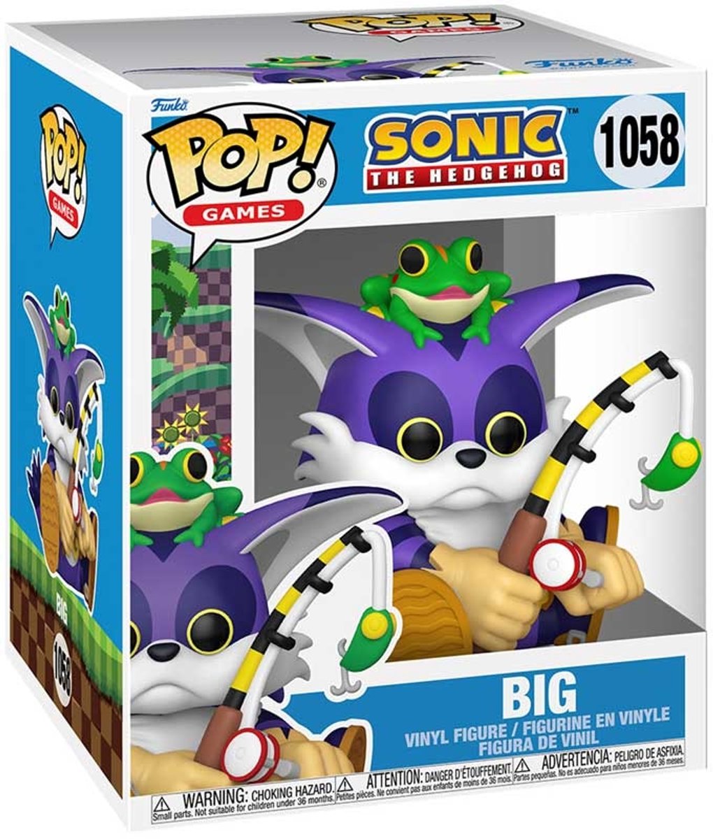 Funko sonic the hedgehog big the cat with froggy (super pop!) vinylfiguur 1058 pop! meerkleurig unisex