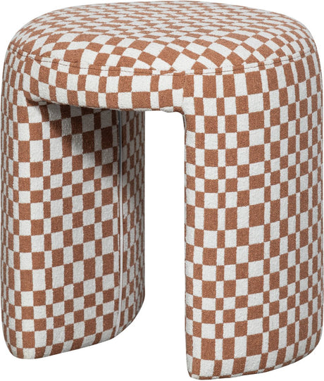 Woood krukje charlie - polyester - ruitjes - oranje