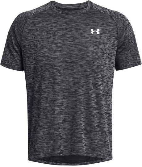 Under armour ua tech texturood ss-blk heren sportshirt - zwart - wit