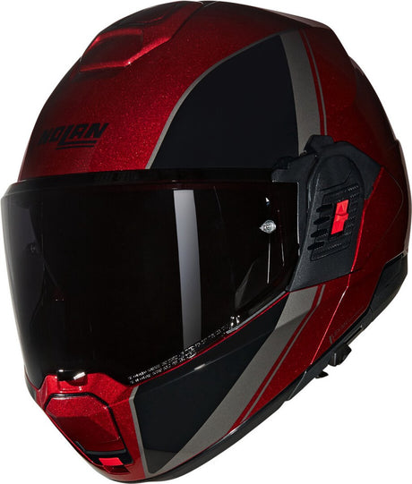 Nolan n120-1 verniciatura speciale 344 visceraal rood zwart glossy systeemhelm - maat xs - helm xs