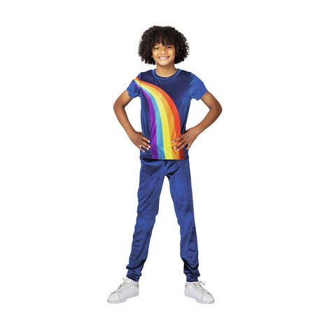 K3 verkleedkleding - verkleedpak regenboog blauw 6 8 jaar - maat 134