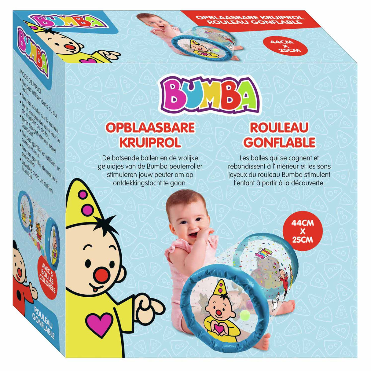 Bumba opblaasbare kruiprol - confetti - met 5 kleurrijke ballen