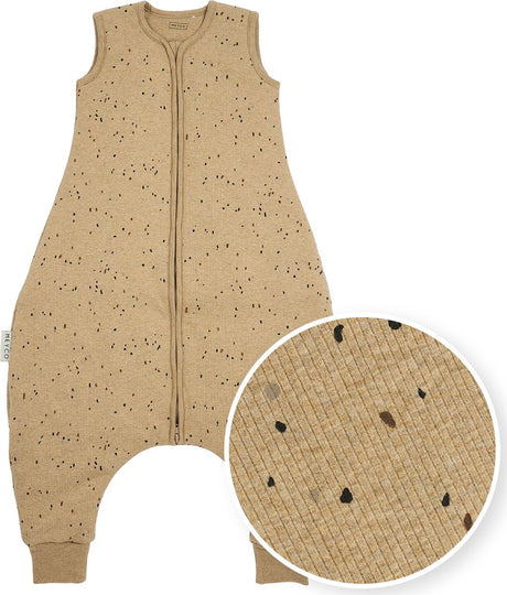 Meyco baby rib mini spot baby winter slaapoverall jumper - toffee melange - 92cm - 2.0 tog