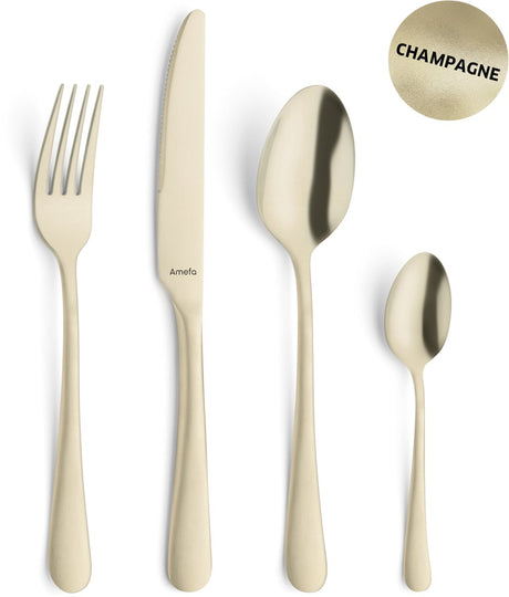Amefa austin champagne- 24 delige bestekset - 6 persoons- pvd mat-18 0 chroomstaal – cadeauverpakking