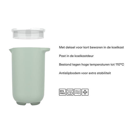 Mepal mixbeker met deksel chef it - 1 l - past in de koelkastdeur - magnetron- en vaatwasmachinebestendig - bakspullen - nordic sage
