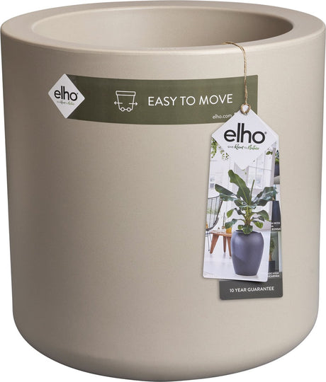 Elho pure cilinder wheels 40 - grote bloempot voor binnen en buiten - gerecycled plastic - ø 39.5 x h 40 cm - balanced beige