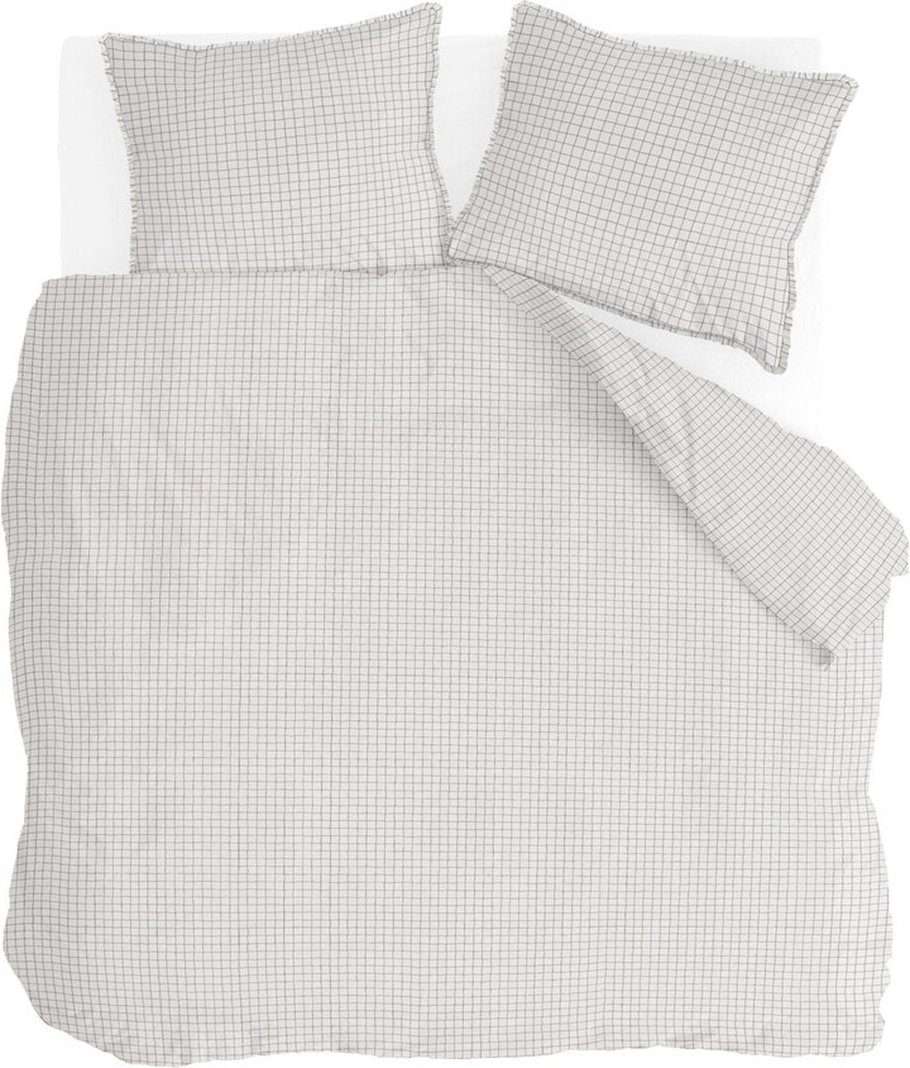 Walra dekbedovertrek crossed lines - 200x220 - 100% katoen (bci) - beige