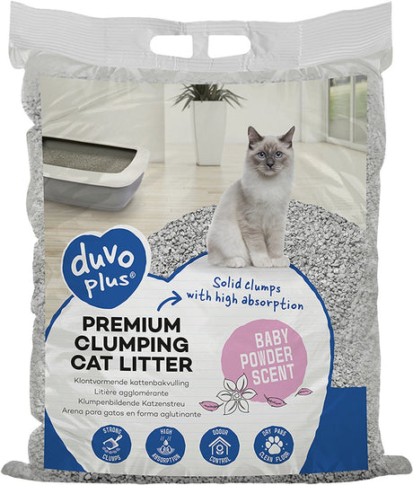 Duvo plus premium kattenbakvulling - klontvormend bentoniet met babypoedergeur - zuinig - 12kg (11,5l)