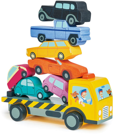Tender leaf preschool - stapelaar voertuigen - 7 delen - hout - 18 maanden