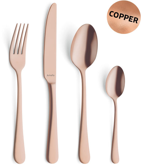 Amefa austin koper- 24 delige bestekset - 6 persoons- pvd mat-18 0 chroomstaal – cadeauverpakking