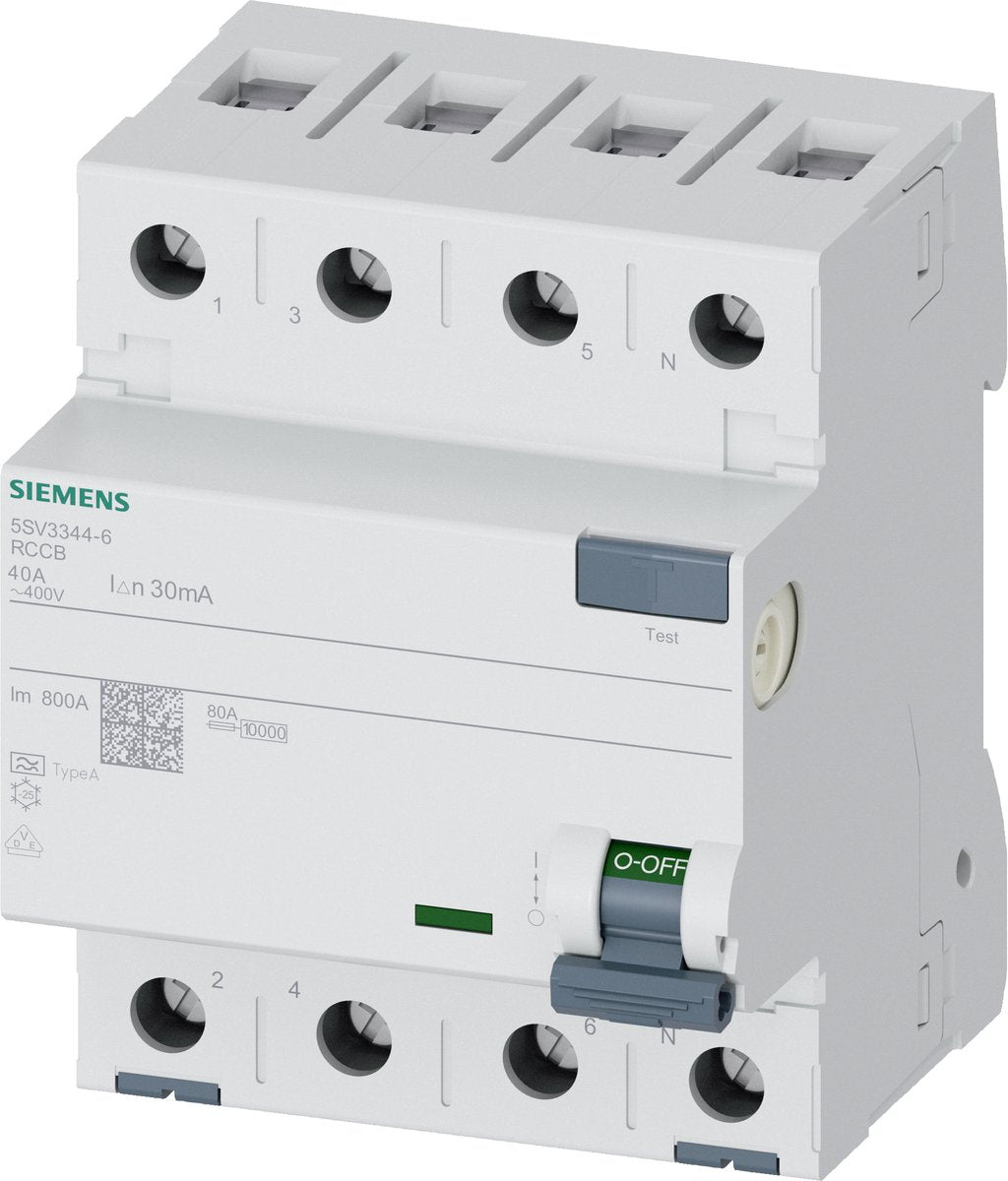 Siemens 5sv33446 aardlekschakelaar a 4-polig 40 a 0.03 a 400 v