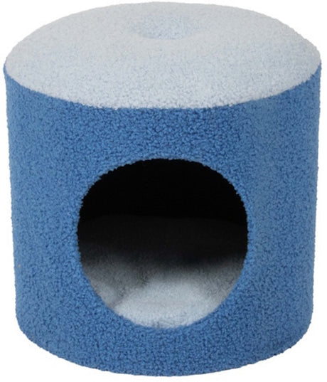 Coockoo happy house kattenhuisje - kattenhol met zachte teddystof - uitneembaar wasbaar kussen - blauw