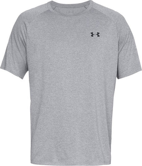 Under armour ua tech 2.0 ss tee-gry heren sportshirt - steel light heather - zwart