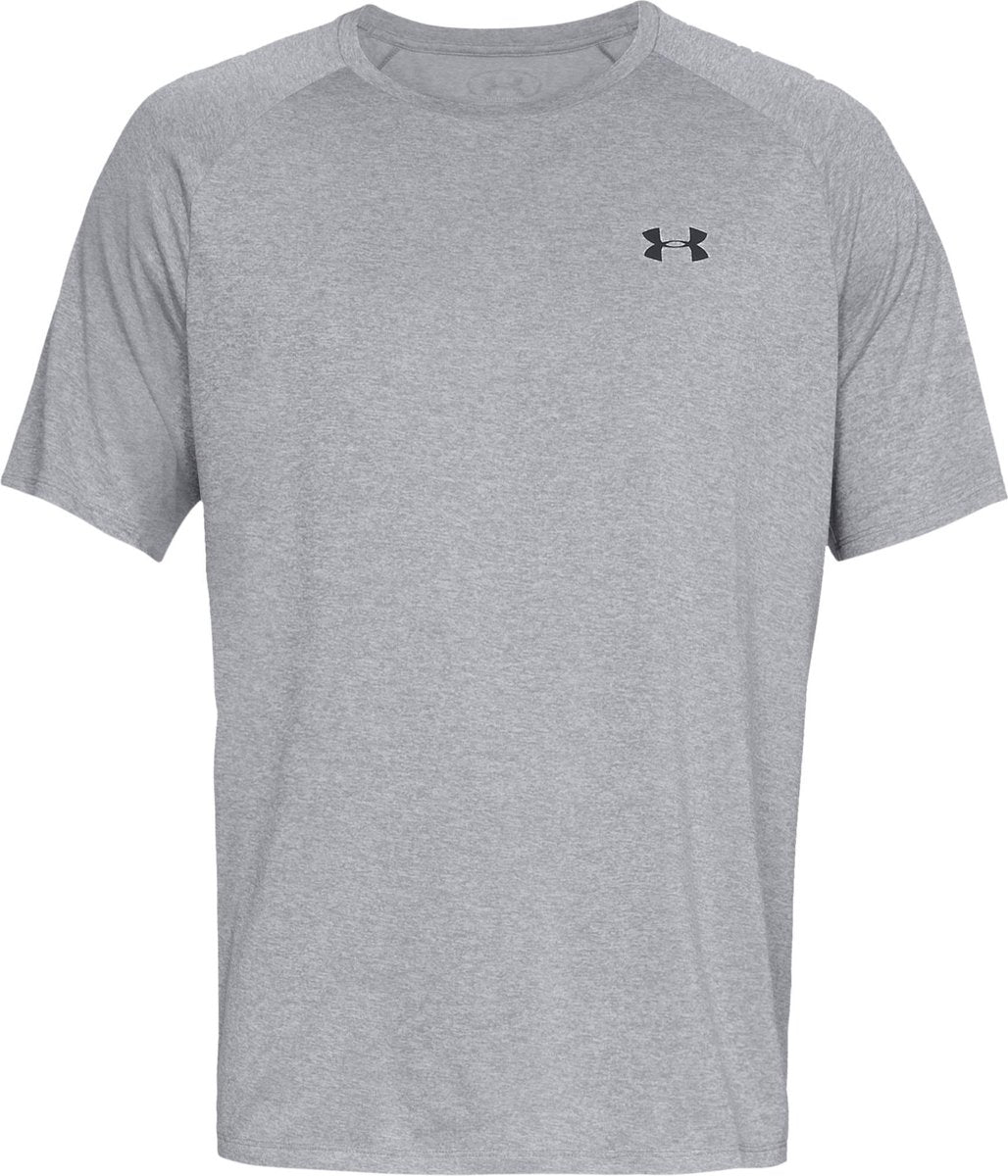 Under armour ua tech 2.0 ss tee-gry heren sportshirt - steel light heather - zwart xl