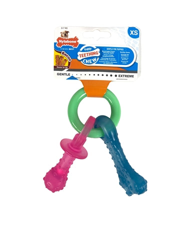 Nylabone puppy chew bijtring speen bot puppyspeelgoed bacon