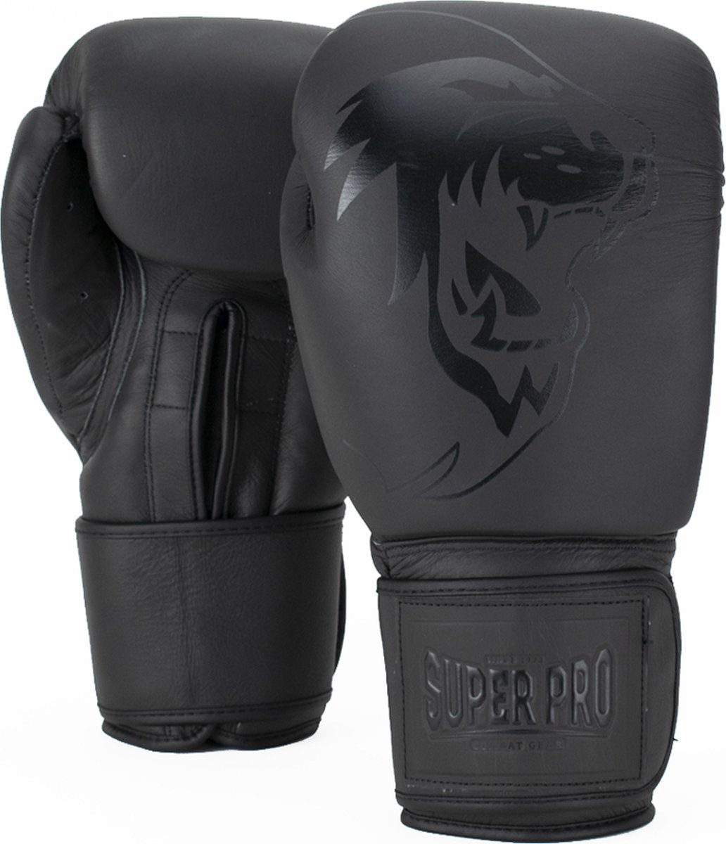 Super pro combat gear legend lederen (kick)bokshandschoenen grijs 14oz 14 oz