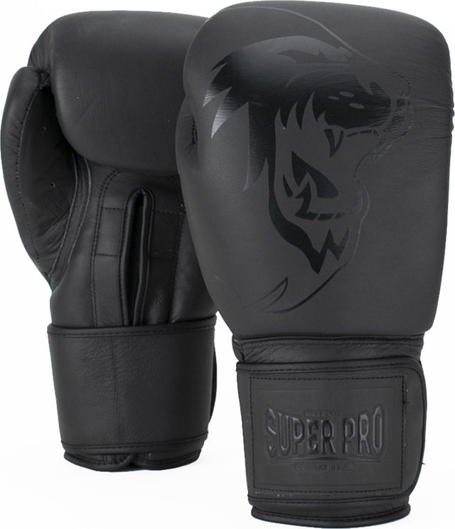 Super pro combat gear legend lederen (kick)bokshandschoenen grijs 14oz 14 oz