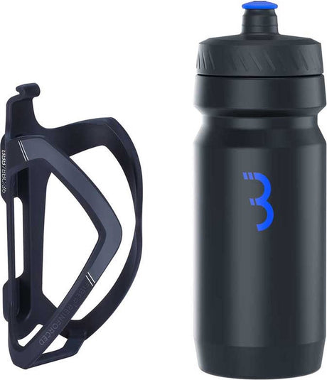 Bbb cycling flexcage - lichtgewicht bidonhouder met bidon - 550ml - zwart blauw - racefiets mountainbike - drinkbushouder fiets - bbc-36c