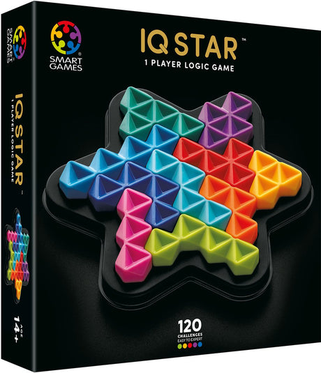 Smartgames iq star deluxe - iq deluxe logisch denkspel premium breinbreker - geometrische puzzel met 120 opdrachten - luxe ster puzzel - solospel voor tieners en volwassenen - vanaf 14 jaar