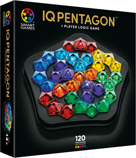 Smartgames iq pentagon deluxe - iq deluxe logisch denkspel premium breinbreker - geometrische puzzel met 120 opdrachten - luxe vijfhoek puzzel - solospel voor tieners en volwassenen - vanaf 14 jaar