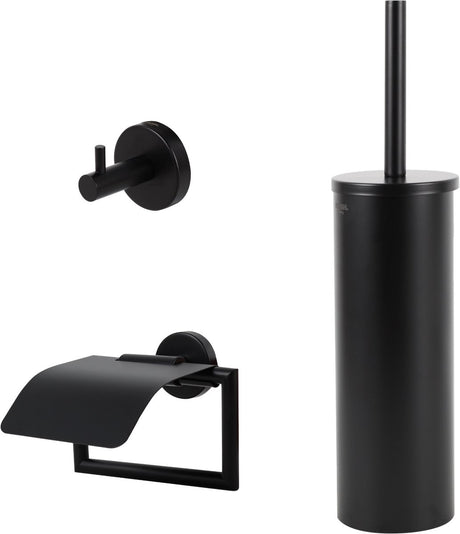 Hush. living hush living - toiletaccessoireset 3-delig - geborsteld staal - zwart