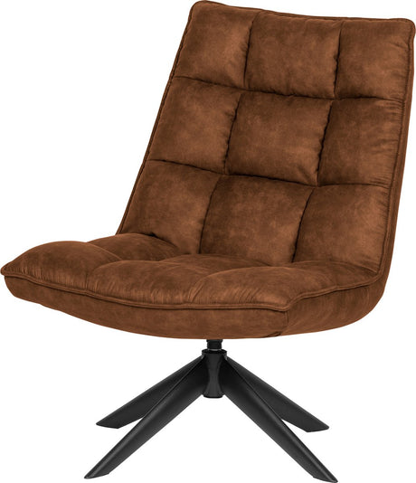 Woood jouke draaifauteuil - kunstleer - cognac - 97x70x85