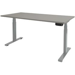 Zit-sta-bureau schaffenburg dextro plus melamine lichtgrijs, zilver