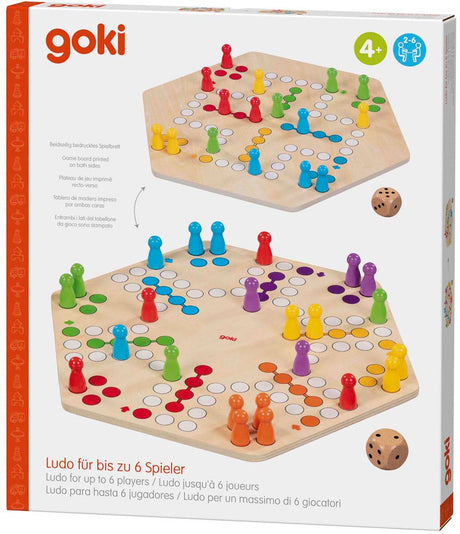 Goki houten ludo spel 6 spelers