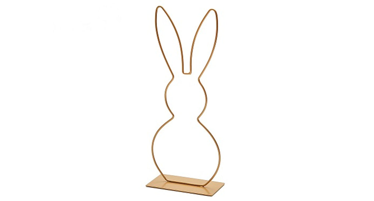 Metal rabbit on base 40cm gold
