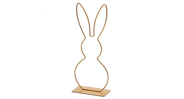 Metal rabbit on base 40cm gold