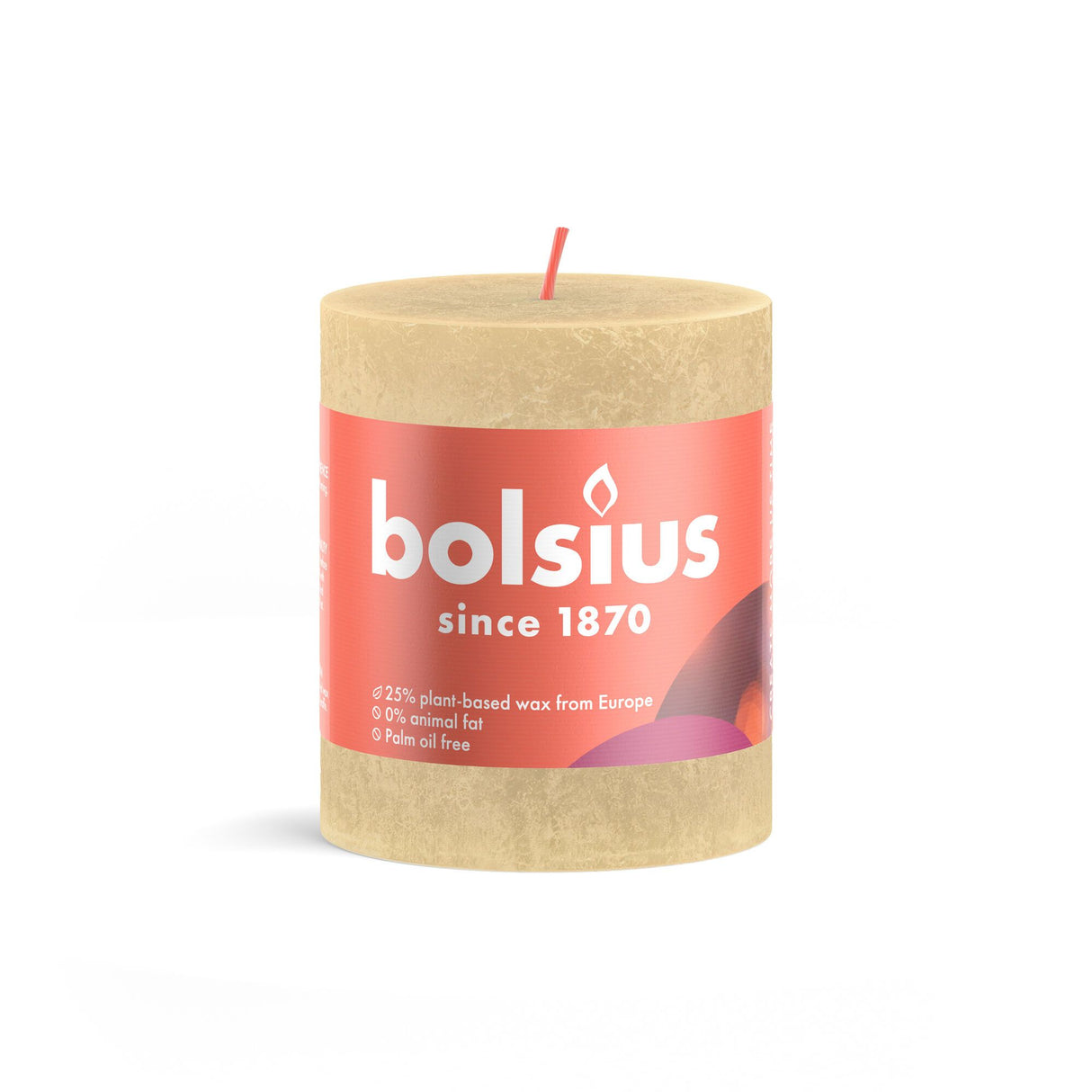 Bolsius stompkaars rustiek 8 x 6,8 cm oat beige | 4 stuks